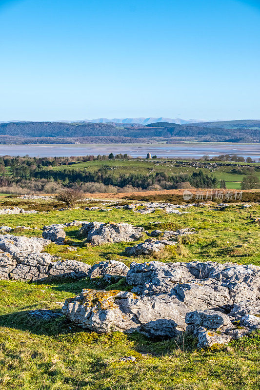 英国湖区景观- Birkrigg Common和Morecambe Bay